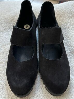 Arche Black Suede Mary Jane Bahzem Chunky Comfort Sole Shoes French Luxury sz 7
